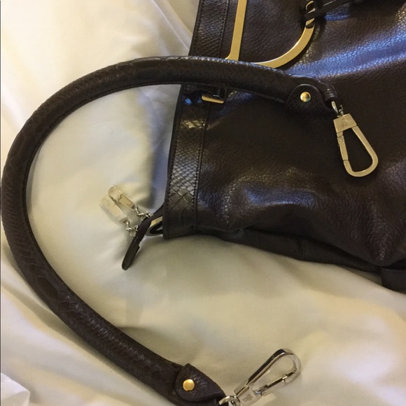 JOY MANGANO Brown Purse Bag Expandable New - Picture 4 of 6